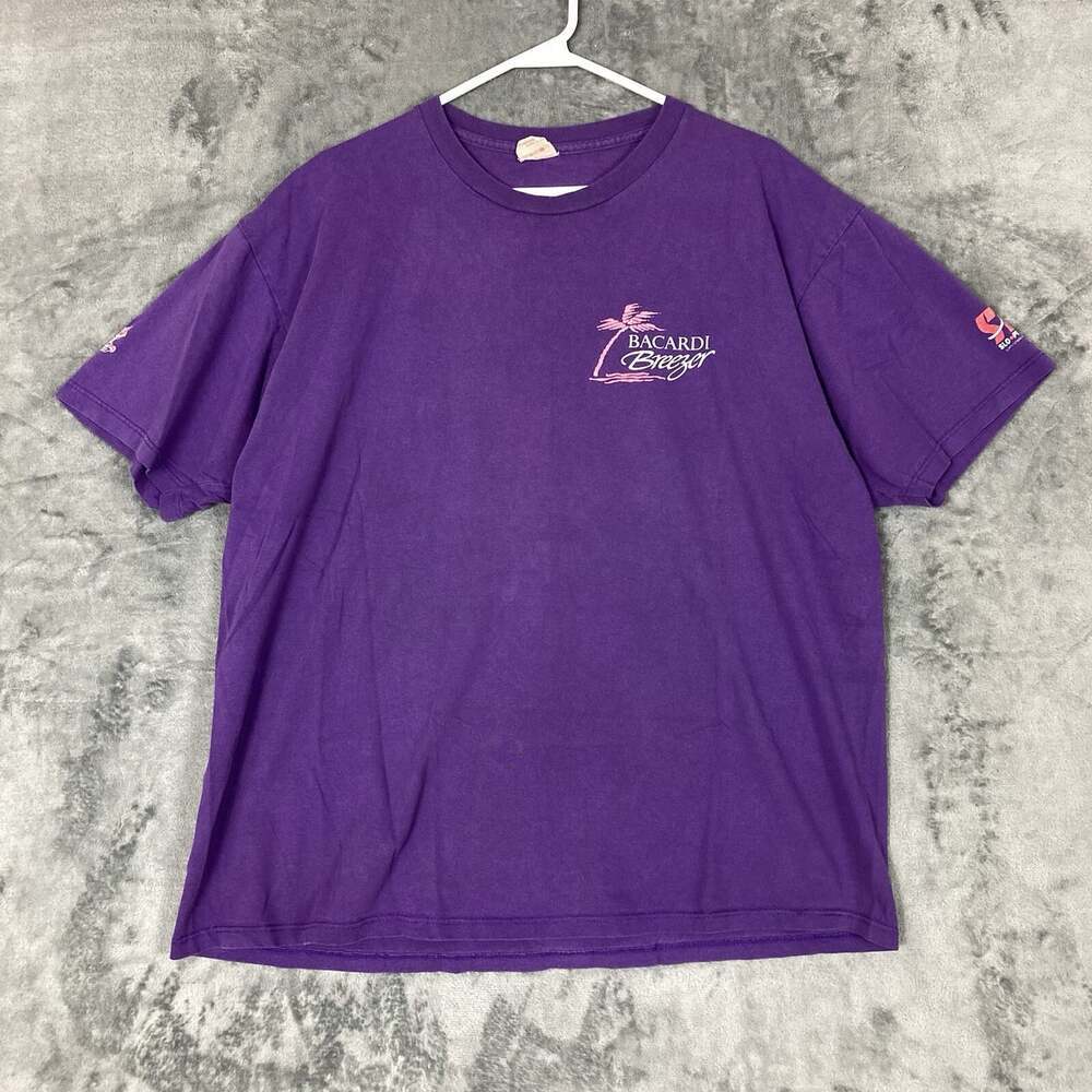 Vintage 90s Bacardi Breezer T Shirt Purple Men's XL Rum Drink Alcohol Pop Promo